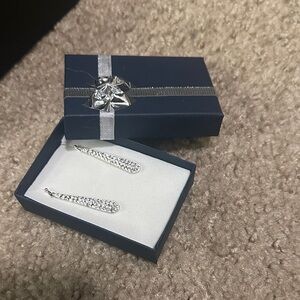 Silver Crystal Teardrop Dangle Earrings